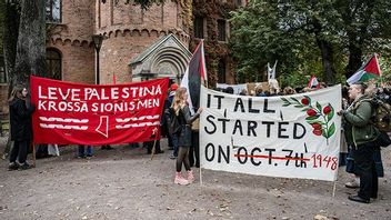 Propalestinsk demonstration i oktober vid Kungshuset i Lundagård där universitetsledningen inklusive rektor sitter. Bild: Johan Nilsson / TT