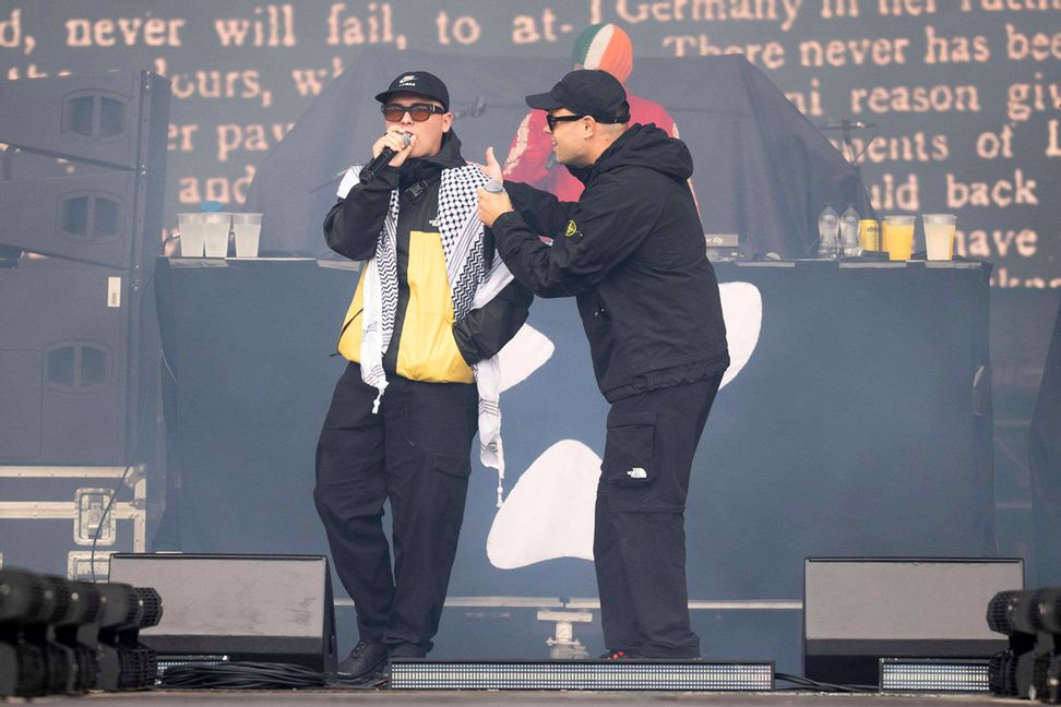 Flera spelningar med Kneecap har ställts in på grund av misstankar om brott mot brittiska terrorlagen. Arkivbild. Foto: Scott A Garfitt/AP/TT