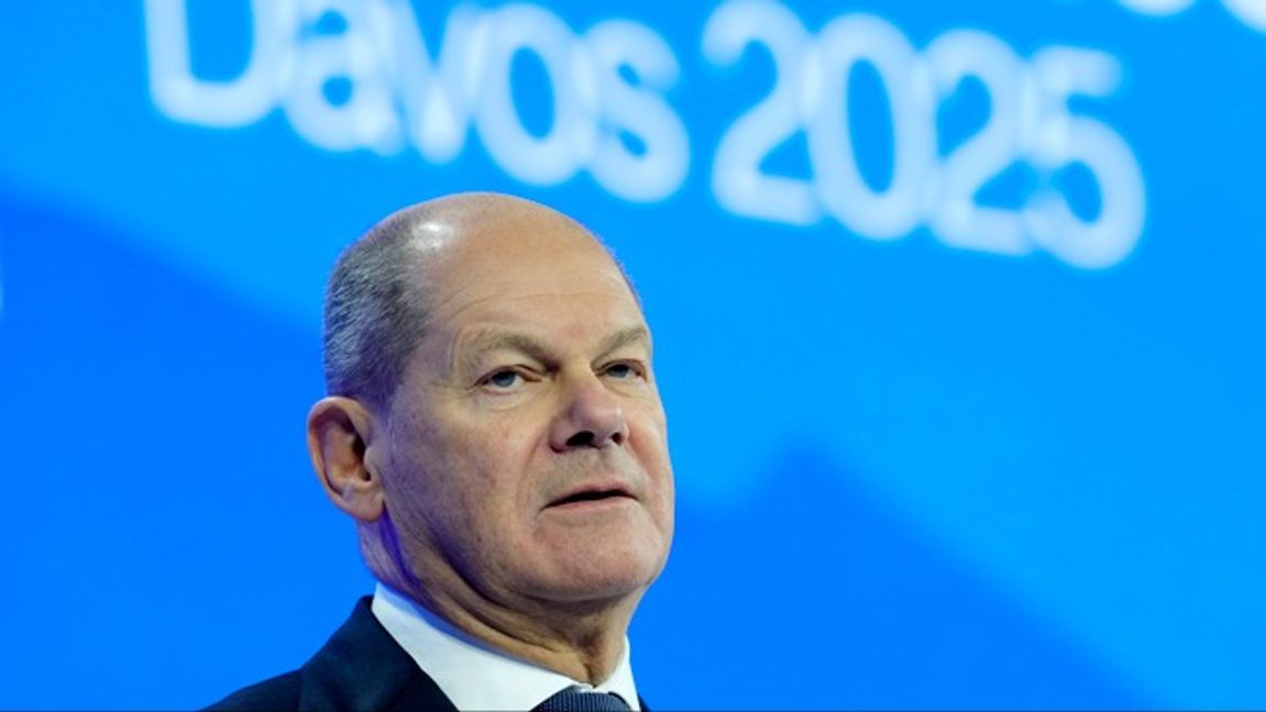 Olaf Scholz på World Economic Forum. Foto: AP