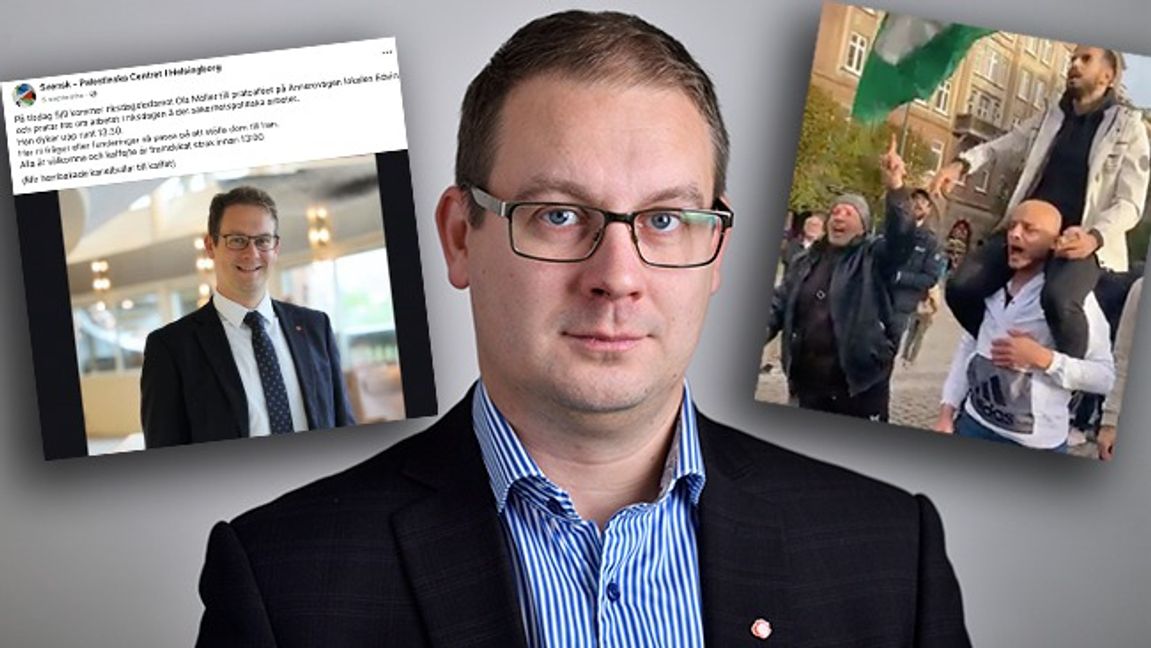 Riksdagsledamoten Ola Möller (S) har vid flera tillfällen talat vid organisationens sammankomster. Bild: Henrik Montgomery/TT/Faksimil Facebook