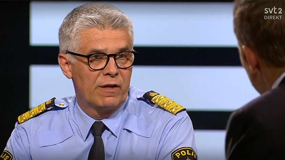 Rikspolischefen Anders Thornberg gästade SVT:s Agenda på söndagskvällen. Foto: SVT