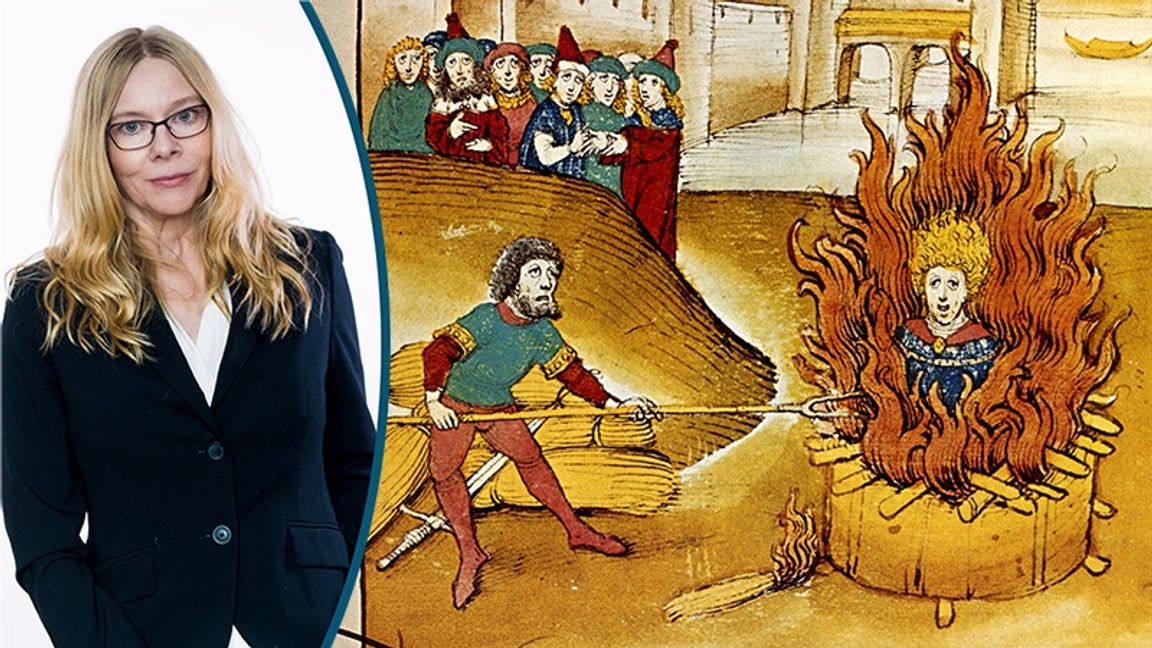 Det gick hett till under Metoo. Foto: Karl Gabor / Diebold Schilling den äldre (ca 439 – 1486), Jan Hus bränns på bål.