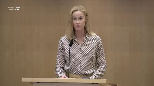 Katja Nyberg (SD) under torsdagens riksdagsdebatt. Bild: Riksdagen