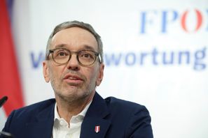 Herbert Kickl, ledare för högernationalistiska Frihetspartiet (FPÖ) i Österrike. Heinz-Peter Bader/AP/TT