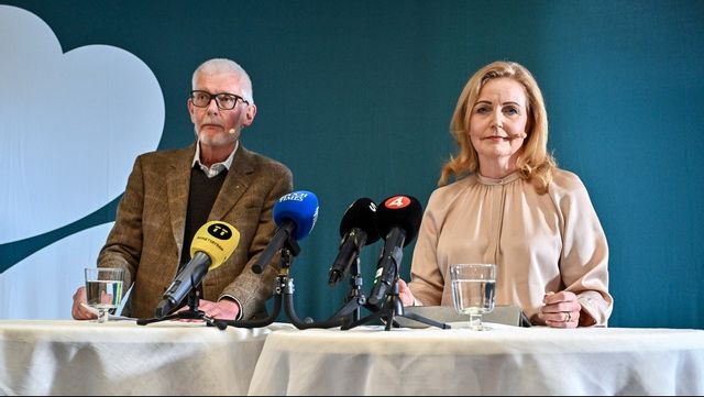 Valberedningens ordförande Anders Åkesson (C) och Elisabeth Thand Ringqvist, som föreslås till ny partiledare för Centerpartiet. Foto: Christine Olsson/TT