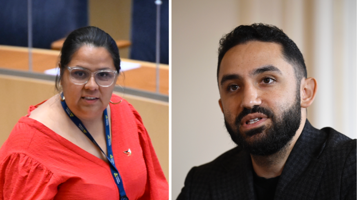 Lorena Delgado Varas och Daniel Riazat lämnade Vänsterpartiet i augusti men sitter kvar som politiska vildar i riksdagen. Foto: Henrik Montgomery/Oscar Olsson/TT