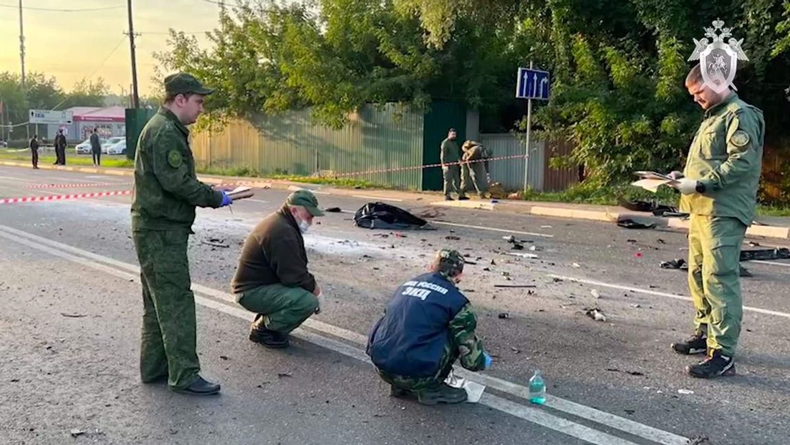 Brottsplatsen där Daria Duginas bil sprängdes. Foto: Investigative Committee of Russia/AP/TT