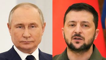 Den ryska presidenten Vladimir Putin till vänster och den ukrainske presidenten Volodymyr Zelenskyj. Foto: AP/TT