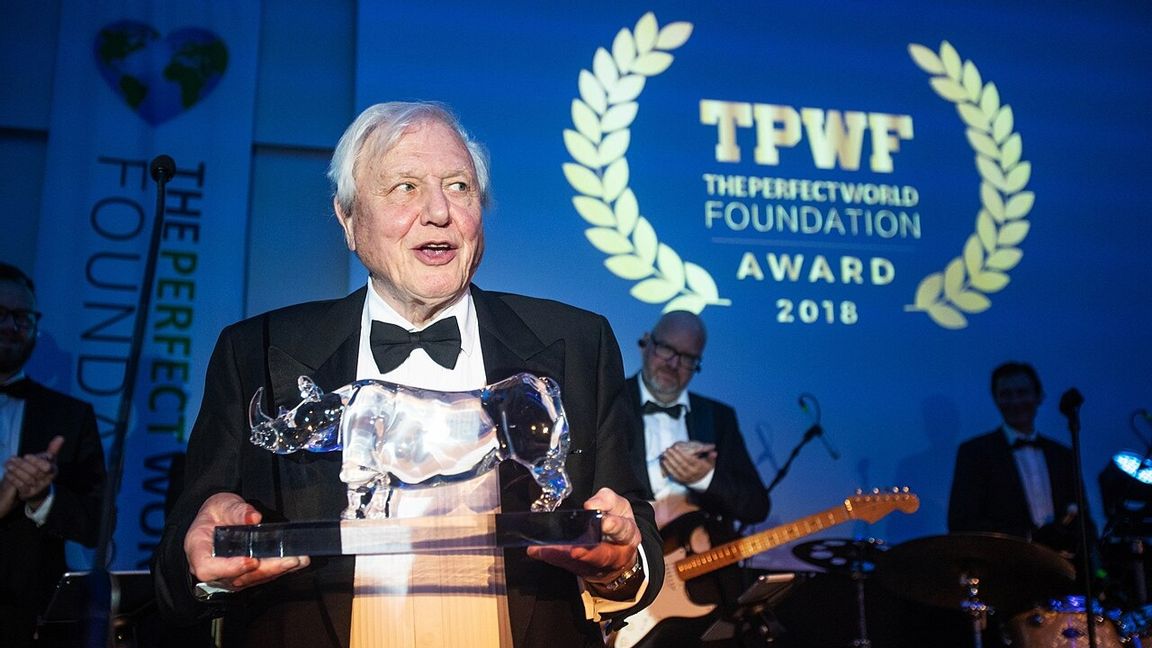 Sir David Attenborough mottar The Perfect World Foundation Award 2018. Foto: Danielwilke1 (CC BY-SA 4.0) 