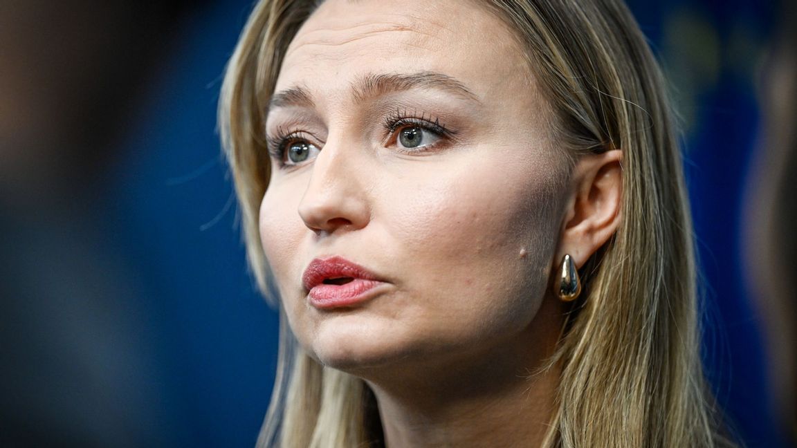 Energi- och näringsminister samt Kristdemokraternas partiledare Ebba Busch ser med stor oro på mordet på Salwan Momika. Foto: Fredrik Sandberg/TT