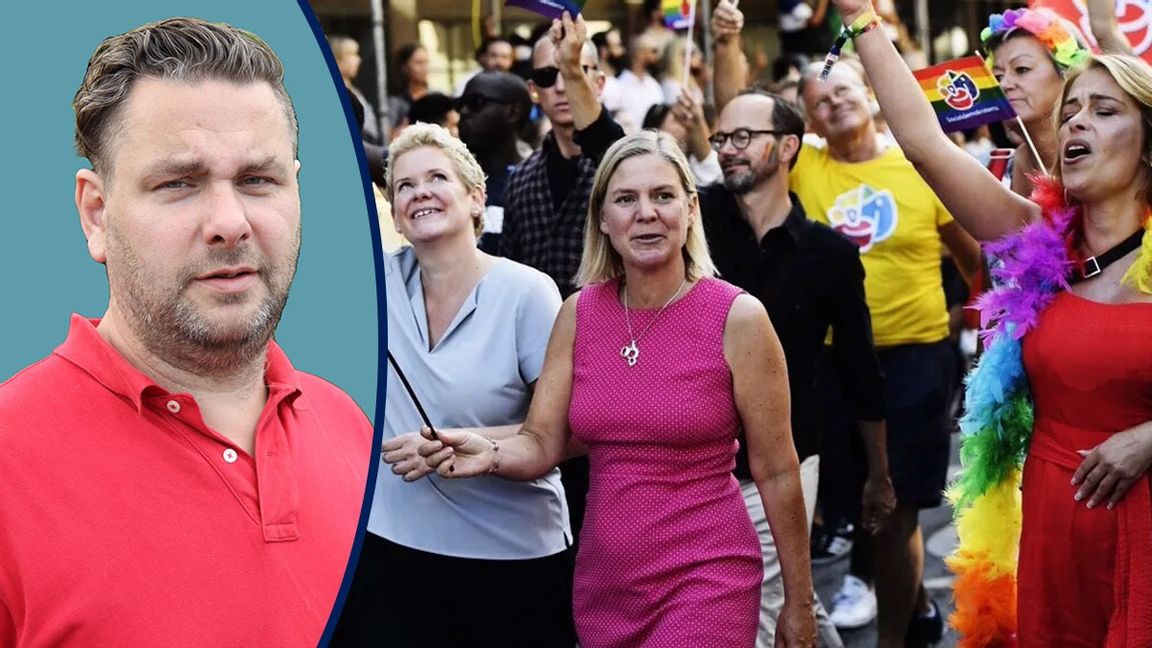 Magdalena Andersson hinner gå i Pridetåg men inte ta debatt. Foto: Stina Stjernkvist/TT