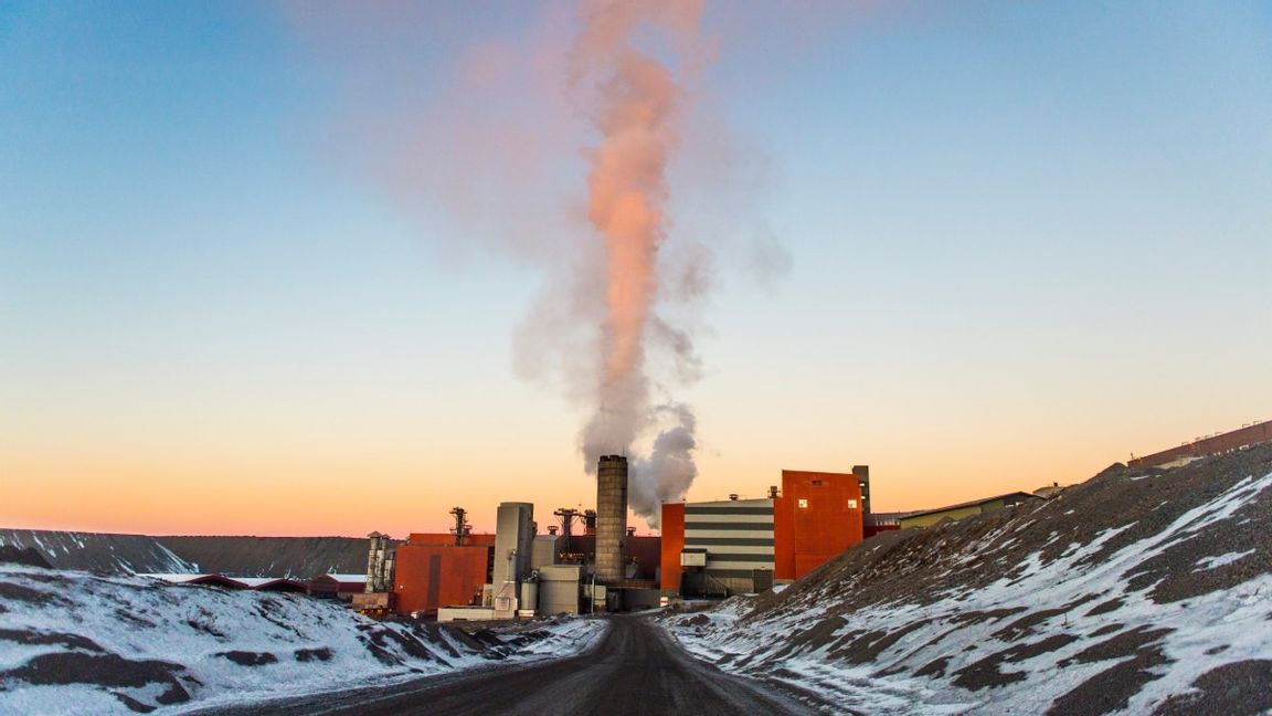 LKAB:s gruva i Kiruna. Även den drabbades av söndagens it-störning, men behövde aldrig utrymmas. Arkivbild. Foto: Hanna Franzén/TT