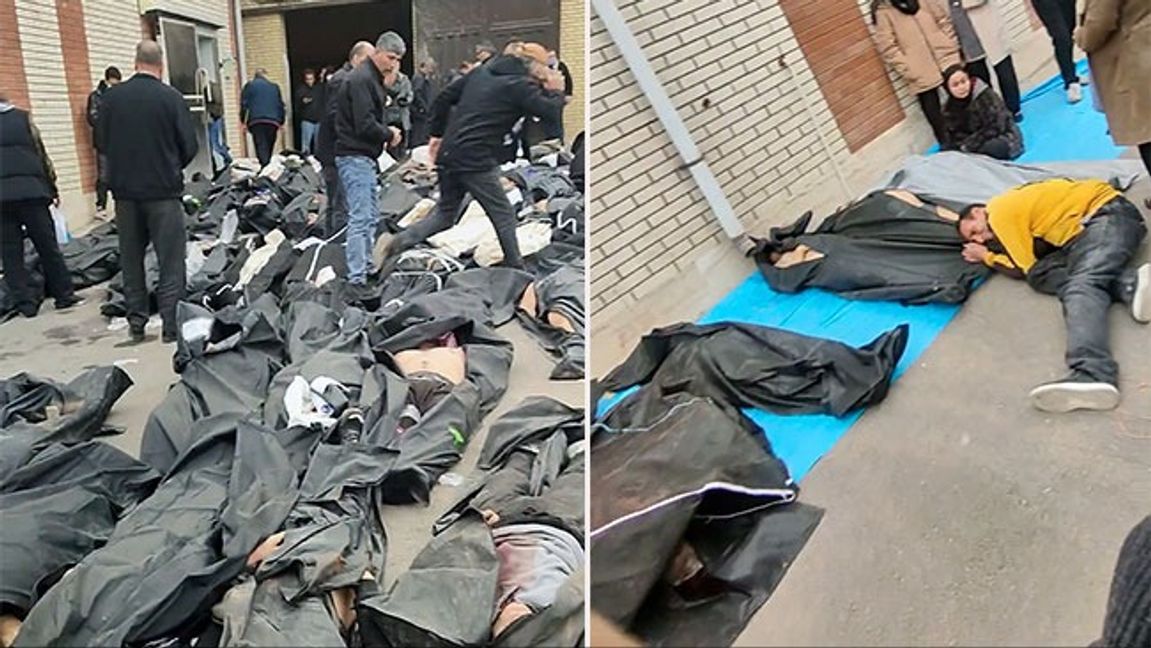 Bilder från film som spridits på döda utanför Teheran mellan 9 och 11 januari. Bild: UGC via AP