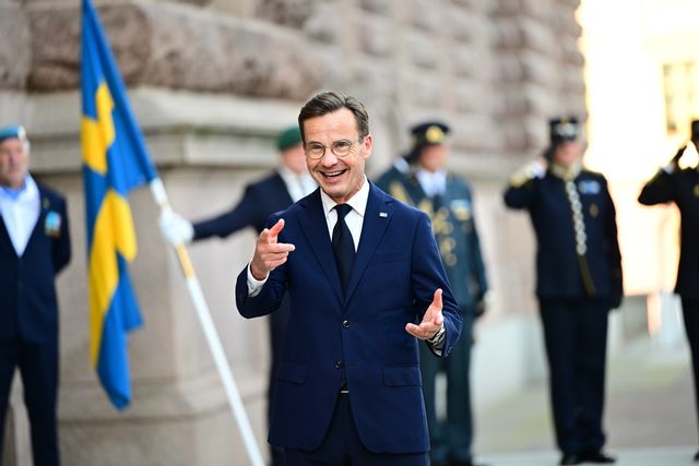 Statsminister Ulf Kristersson (M) anländer till Riksplan och riksmötets öppnande. Foto: Magnus Lejhall/TT