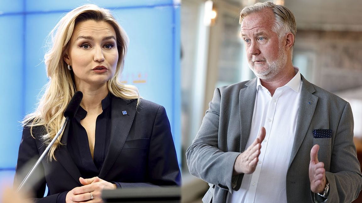 Ebba Busch (KD) och Johan Pehrson (L), partiledare för de partier som går starkast framåt i ”Poll of polls”. Foto: Stefan Jerrevång/TT