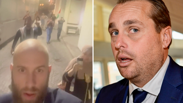 Christian Sonesson (M) rasar mot beteendet bland demonstranterna som förföljde Carl-Oskar Bohlin (M) i måndags. Han reagerar särskilt på deras öppna sympatiserande med Hamas. Foto: CarlOskar via X, Jonas Ekströmer/TT