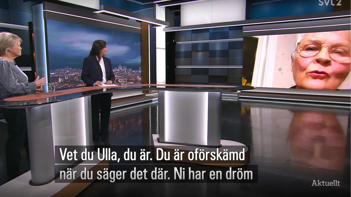 Ulla Andersson (V) och Maud Olofsson (C) drabbade samman i SVT Aktuellt. Foto: SVT
