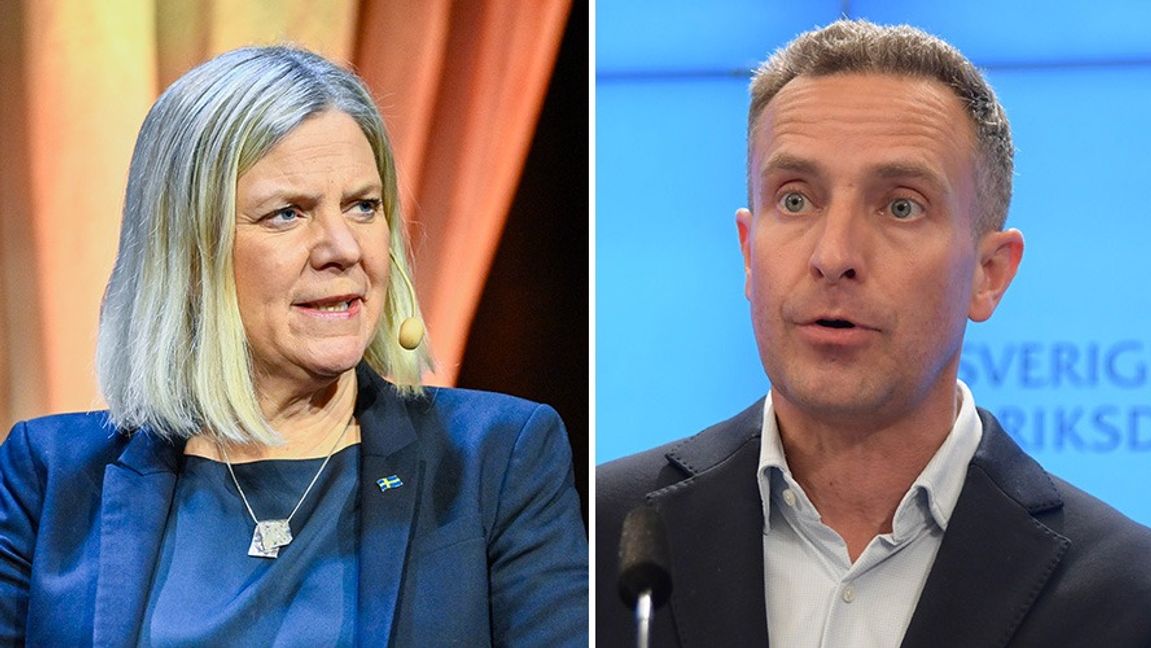 Magdalena Andersson (S) och Tomas Tobé (M). Foto: Christine Olsson/Lars Schröder/TT.