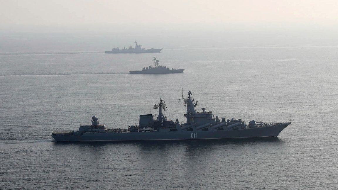 Iranska krigsfartyg på plats i Indiska Oceanen. Foto: AP/TT