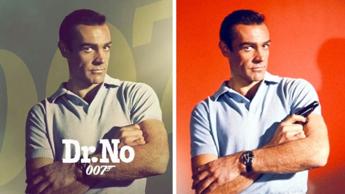 Sean Connery som James Bond – med och utan pistol. Foto: X.