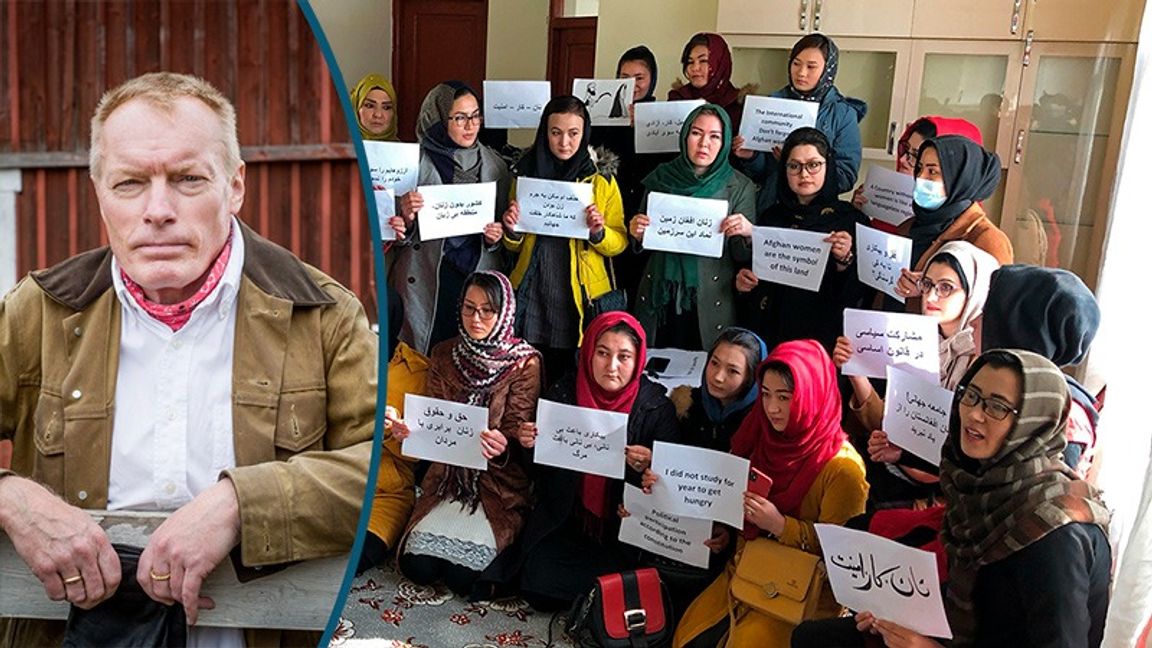 En afghansk kvinnoorganisation demonstrerar i Kabul 27 december. Foto: Mohammed Shoaib Amin/AP/TT