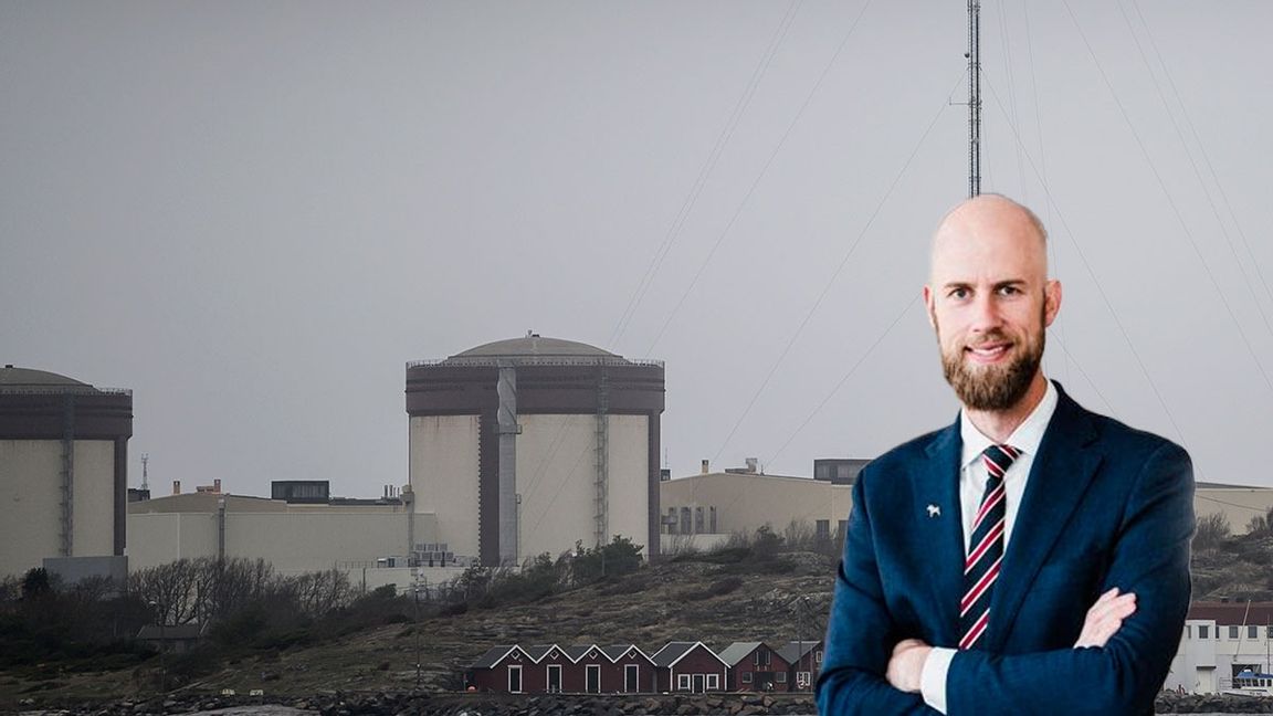 Moderaternas energi- och näringspolitiske talesperson Carl-Oskar Bohlin och Ringhals. Foto: Björn Larsson Rosvall/TT och Moderaterna.