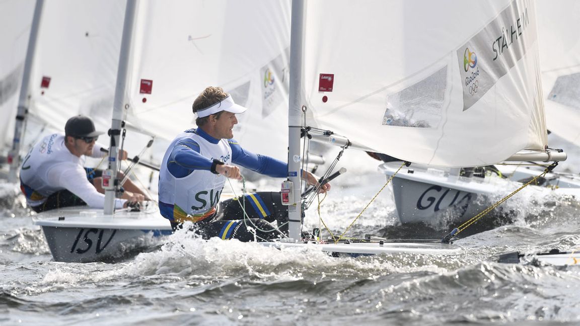 Jesper Stålheim i sin båt i Rio-OS 2016. Foto: Martti Kainulainen/NTB/TT