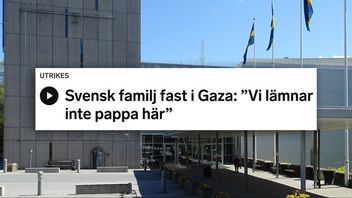 Sveriges Radios Samar Hadrous intervjuar en familj i Gaza. Foto: Holger Ellgaard 