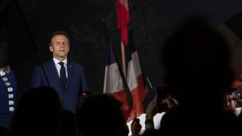 Emmanuel Macron efter söndagens valseger i Frankrike. Foto: Rafael Yaghobzadeh/AP/TT