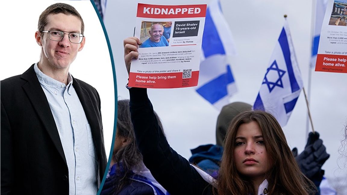 Manifestation för de människor som kidnappades av Hamas 7 oktober. Foto: Lindsey Wasson/AP/TT