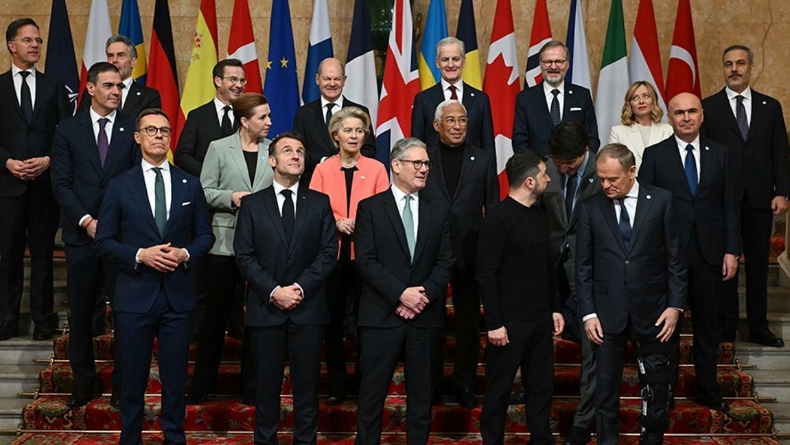 Flera europeiska ledare (inklusive Kanadas forne premiärminister Justin Trudeau) vid ett toppmöte om Ukraina i London i mars. Foto: Justin Tallis/AP/TT