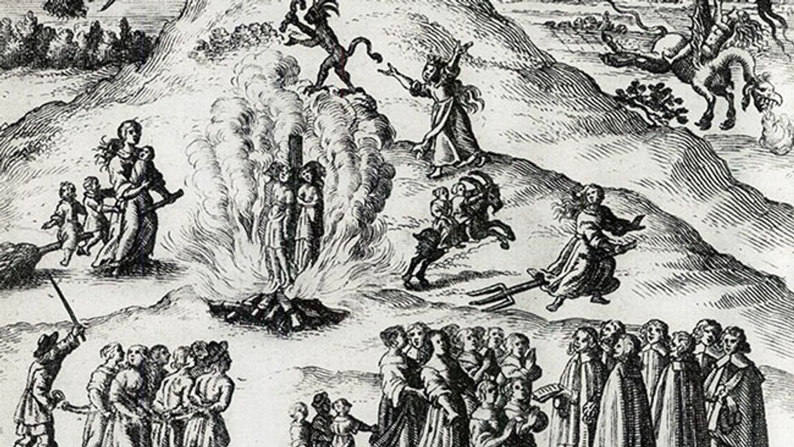 Tyskt kopparstick som visar häxprocesserna i Mora. Bild: Public domain.