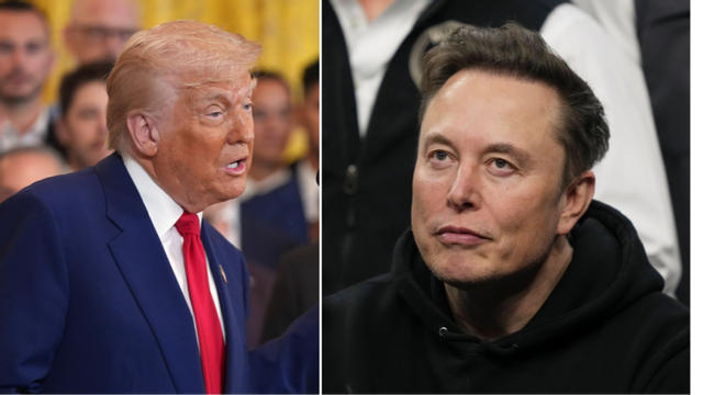 Elon Musk har framfört sina åsikter mot tullarna till Trump, men presidentens beslut om nya tullar mot Kina kvarstår. Foto: Evan Vucci/Matt Rourke/AP/TT