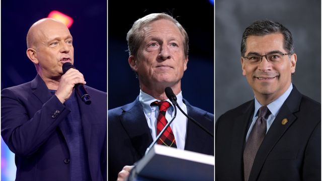 Steve Hilton, Tom Steyer och Xavier Becerra. Foto: Gage Skidmore, CC BY-SA 2.0/Public Domain/Wikimedia Commons