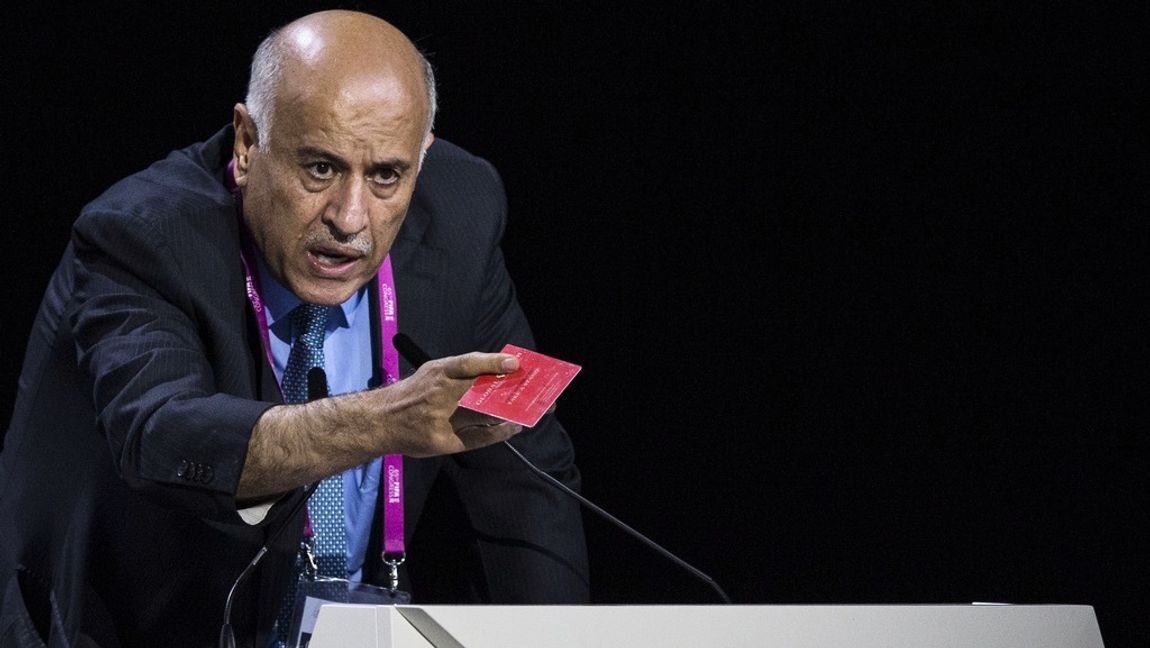 Jibril Rajoub har använt varje plattform han har tillgång till för att sprida hat och antisemitism. Inom fotbollsvärlden har han flera gånger varit i mycket allvarliga blåsväder bland annat för att vilja döpa fotbollslag efter terrorister. Foto: Patrick B. Kraemer/TT