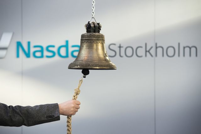 Börsklockan på Stockholmsbörsen. Arkivbild. Foto: Fredrik Sandberg/TT