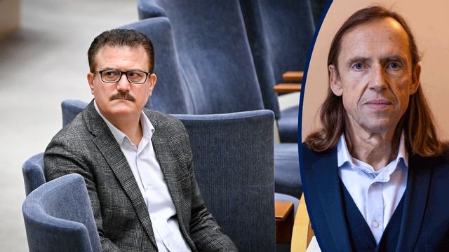 Jamal El-Haj i plenisalen under torsdagens frågestund i riksdagen. Foto: Jessica Gow/TT/