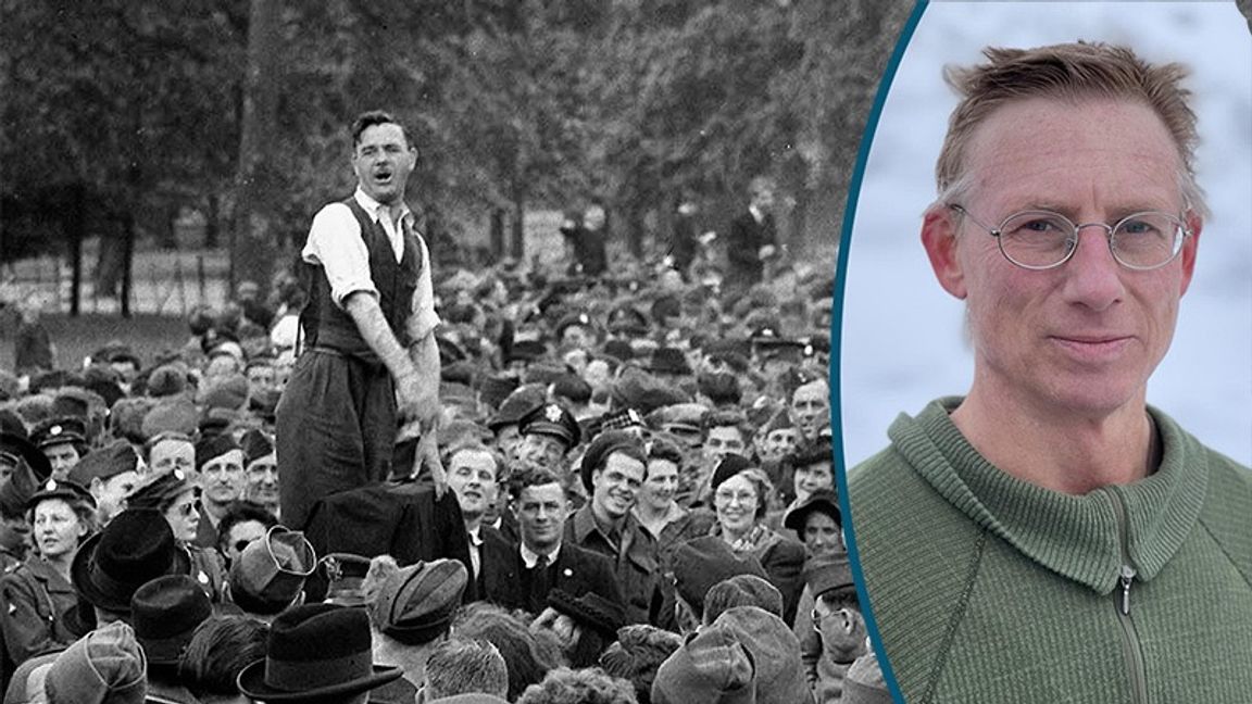 Fri åsiktsbildning, som vid Speakers’ Corner i Hyde Park, är central för ett borgerligt parti. Foto: AP