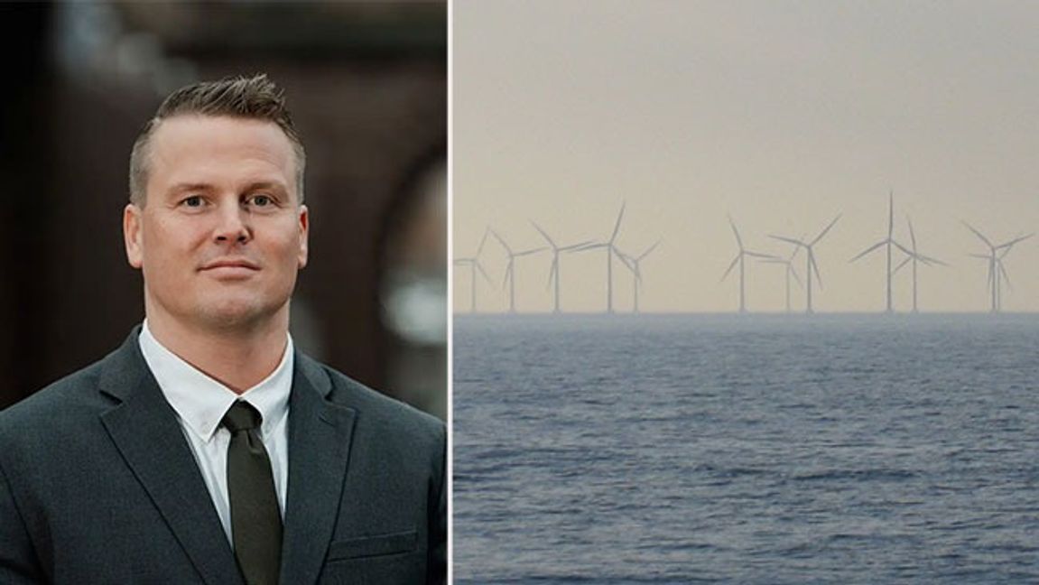 Green Power Swedens vd Nils Grunditz och Lillgrunds vindkraftpark i Öresund. Bild: Greenpowersweden.se/Jorchr/CC BY-SA 3.0