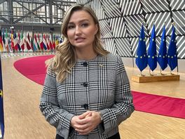 Energi- och näringsminister Ebba Busch på väg in till måndagens EU-möte i Bryssel. Wiktor Nummelin/TT