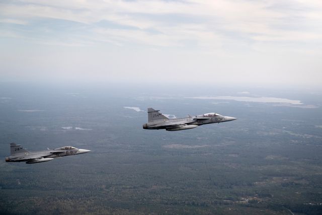 På bild Jas 39 Gripen. Arkivbild. Christine Olsson/TT