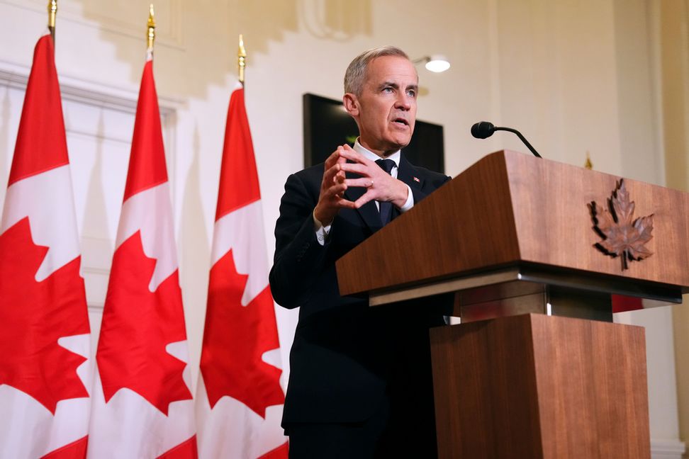 Den kanadensiska premiärministern Mark Carney väntas på söndag meddela att landet går till nyval den 28 april. Arkivbild. Sean Kilpatrick/The Canadian Press via AP/TT