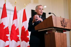 Den kanadensiska premiärministern Mark Carney väntas på söndag meddela att landet går till nyval den 28 april. Arkivbild. Sean Kilpatrick/The Canadian Press via AP/TT