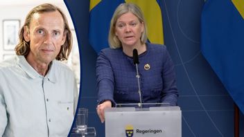 Statsminister Magdalena Andersson (S) vid torsdagsmorgonens pressmöte. Bild: regeringen.se 