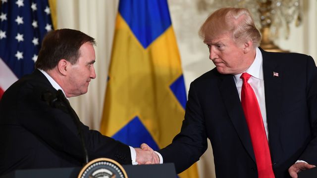 Under sin första mandatperiod träffade Donald Trump dåvarande statsminister Stefan Löfven. Foto: Susan Walsh/AP/TT