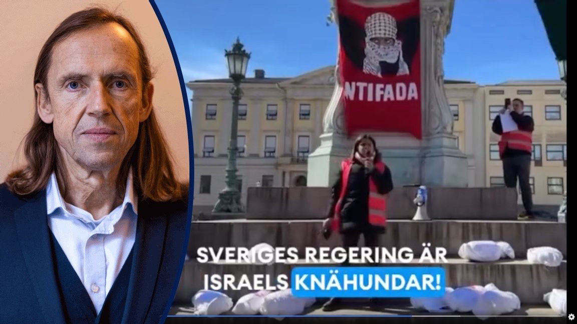 Nadja Awad talar till massorna. Foto: Facebook.
