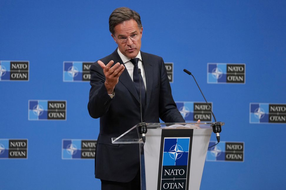 Natos generalsekreterare Mark Rutte på en presskonferens i Bryssel nyligen. Arkivbild. Foto: Virginia Mayo/AP/TT