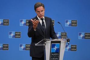Natos generalsekreterare Mark Rutte på en presskonferens i Bryssel nyligen. Arkivbild. Foto: Virginia Mayo/AP/TT