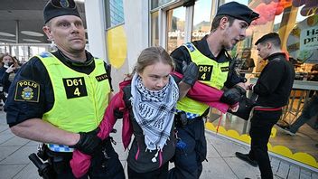 Greta Thunberg förs bort av polis efter en demonstration mot Israels deltagande i ESC i Malmö. Det aktuella åtalet gäller en annan demonstraton. Bild: Johan Nilsson/TT