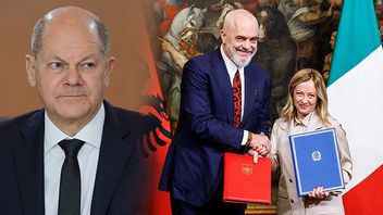 ”Vi kommer alla att titta på det mycket noga”, säger Olaf Scholz om Italiens migrationspakt med Albanien. Till höger: Albaniens premiärminister Edi Rama med Italiens motsvarighet Giorgia Meloni. Foto: Markus Schreiber/Roberto Monaldo/AP/TT